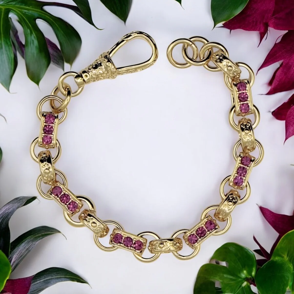 Children’s Gypsy link Belcher bracelet with purple stones - Image 3