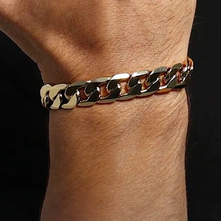 12MM GOLD CUBAN CURB BRACELET CLASSIC - Image 2