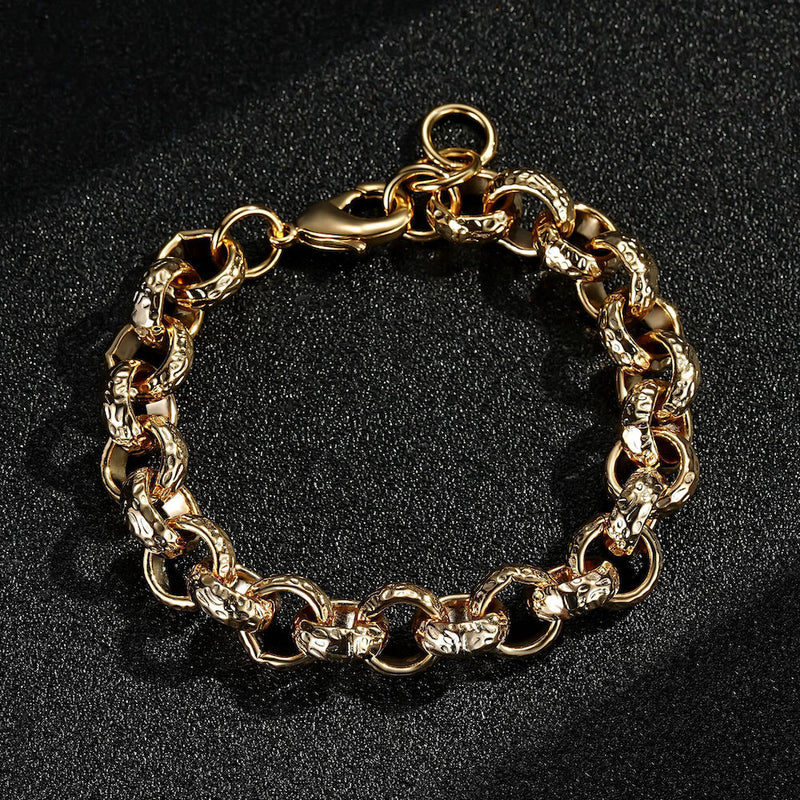 12MM GOLD DIAMOND CUT PATTERN BELCHER BRACELET - Image 2
