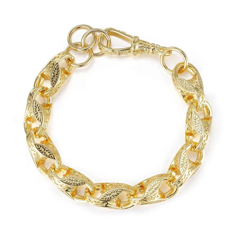 9CT GOLD FILLED XXL 15MM 3D TULIP BRACELET WITH ALBERT CLASP - Image 2