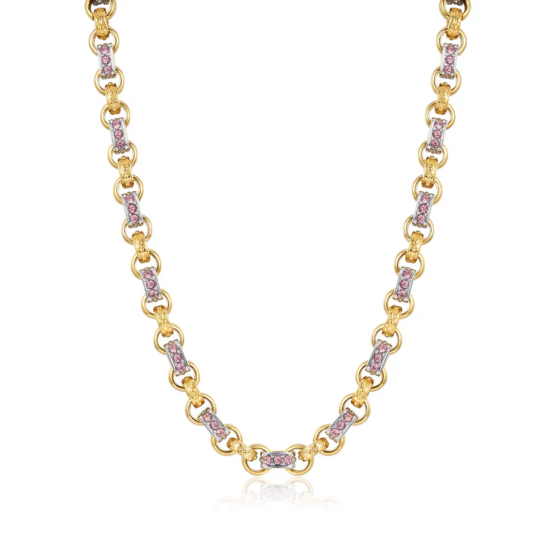 CHILDREN’S 10MM TWO-TONE GOLD & SILVER PINK GYPSY LINK CHAIN
