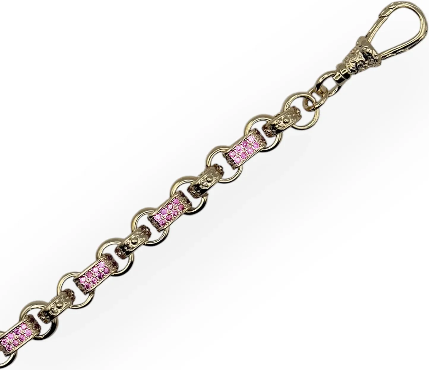 Children’s Gypsy link belcher bracelet with Pink stones - Image 2