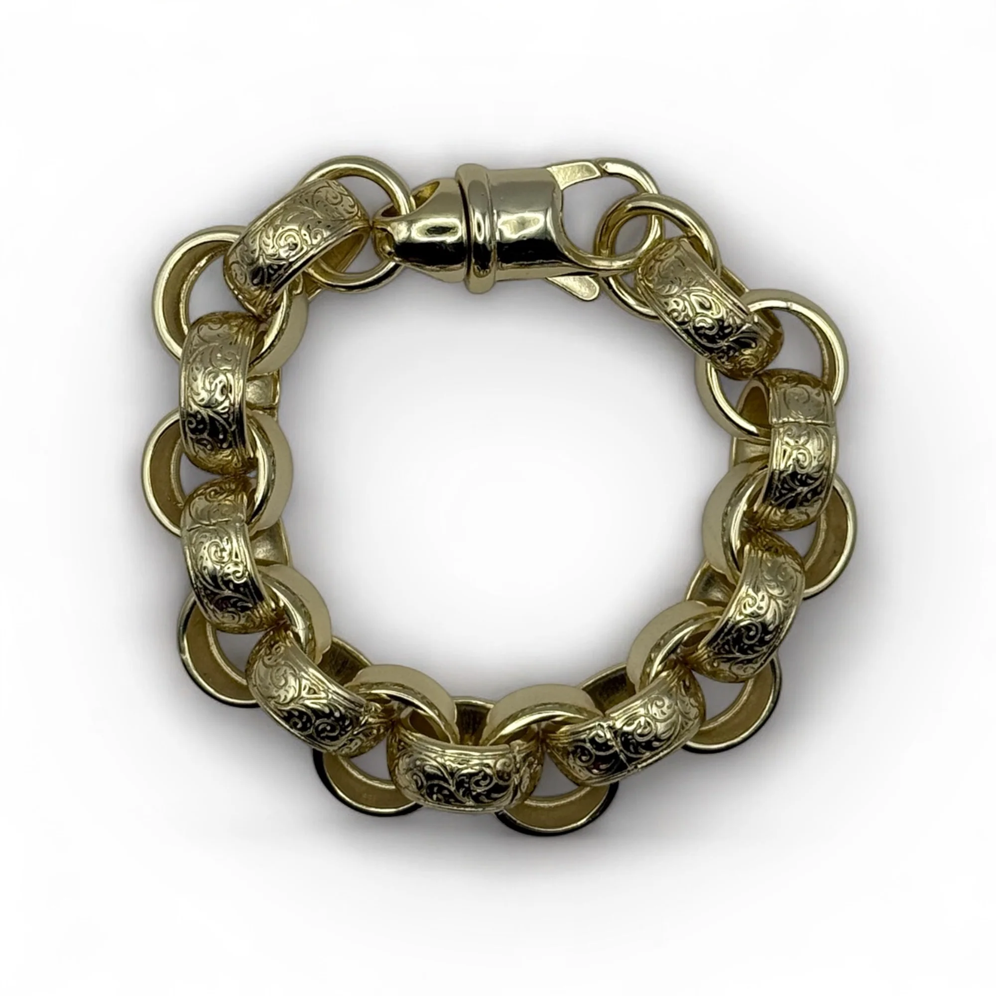 14mm Gold Filled fully welded Ornate patterned Belcher Bracelet
