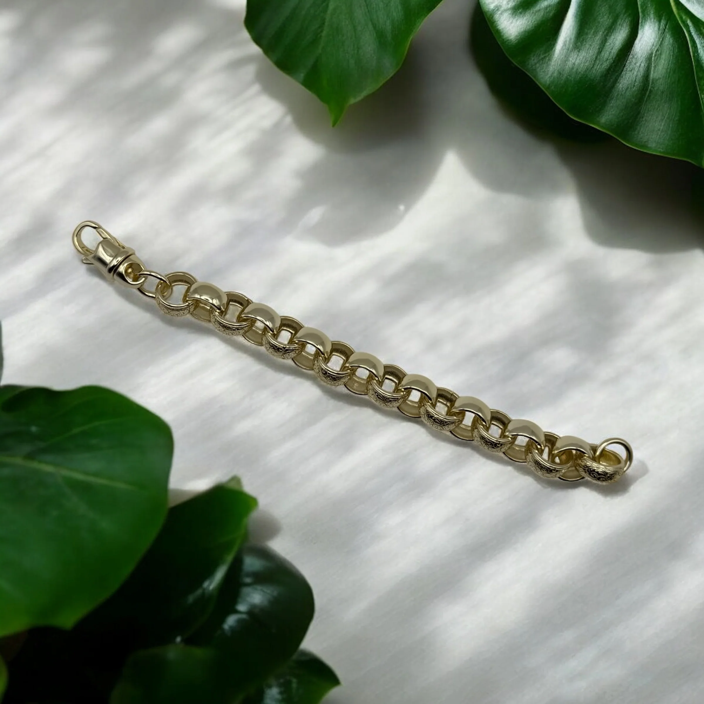 14mm Gold Filled fully welded Ornate patterned Belcher Bracelet - Image 2