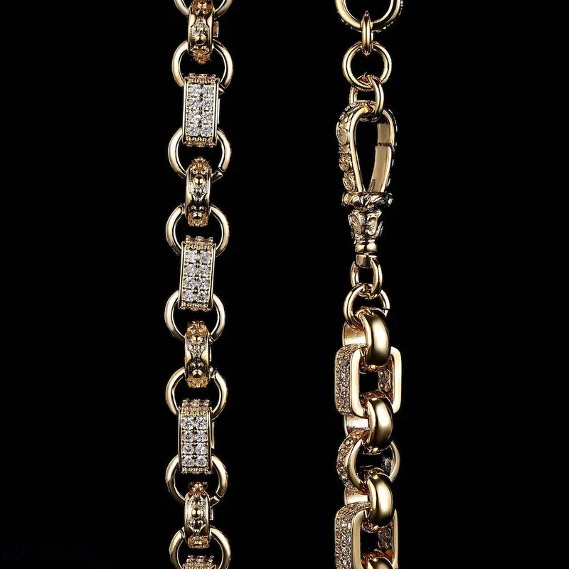 GOLD 10MM GYPSY LINK BELCHER CHAIN WITH ALBERT CLASP - Image 3