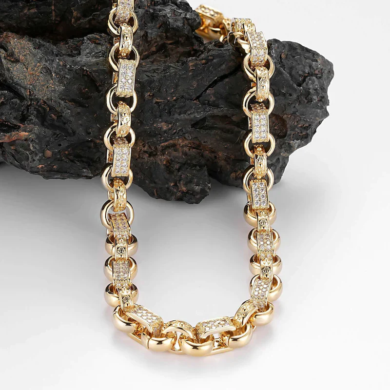 GOLD 10MM GYPSY LINK BELCHER CHAIN WITH ALBERT CLASP - Image 4