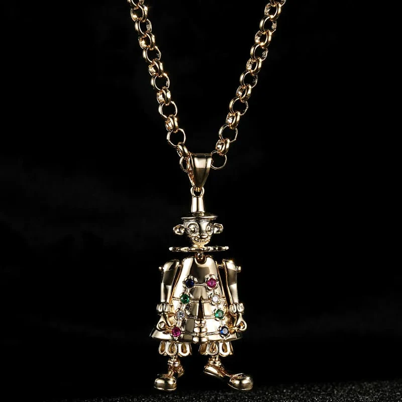 GOLD LARGE CLOWN PENDANT WITH BELCHER CHAIN - Image 3