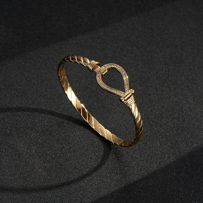 New 6mm 9ct Gold Filled Bonded Closed Loop Bangle with Stones - Image 3