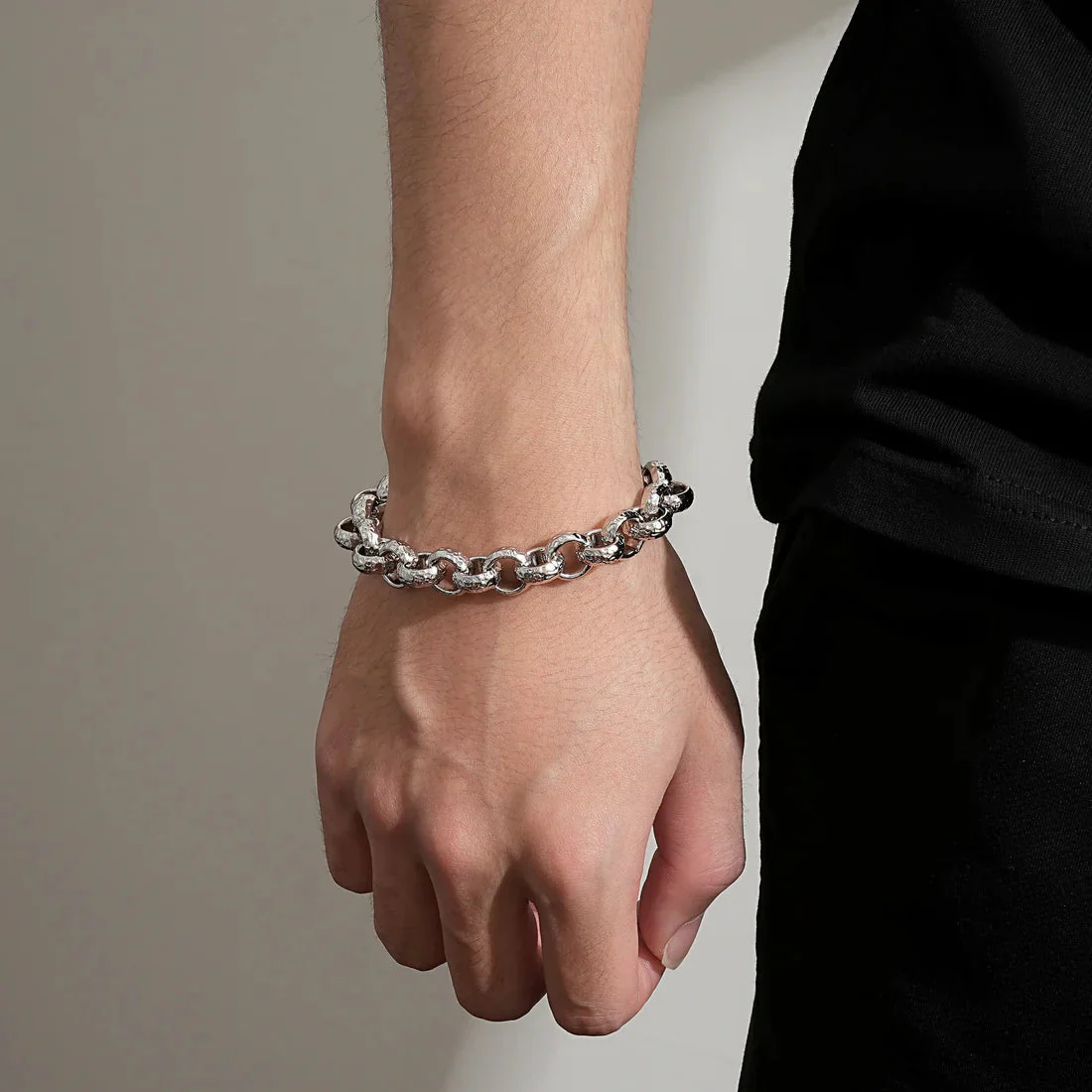 NEW 12MM DIAMOND-PATTERNED BELCHER BRACELET WITH ALBERT CLASP – PREMIUM SILVER-FILLED - Image 5