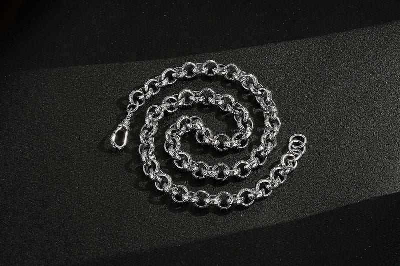 NEW 12MM SILVER DIAMOND PATTERNED BELCHER CHAIN WITH ALBERT CLASP - Image 2