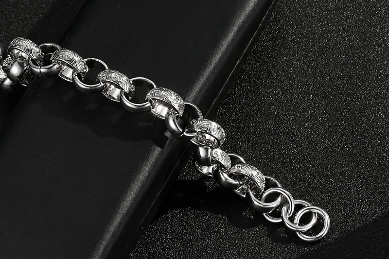 New 15mm Silver-Filled Ornate Belcher Bracelet - Image 3