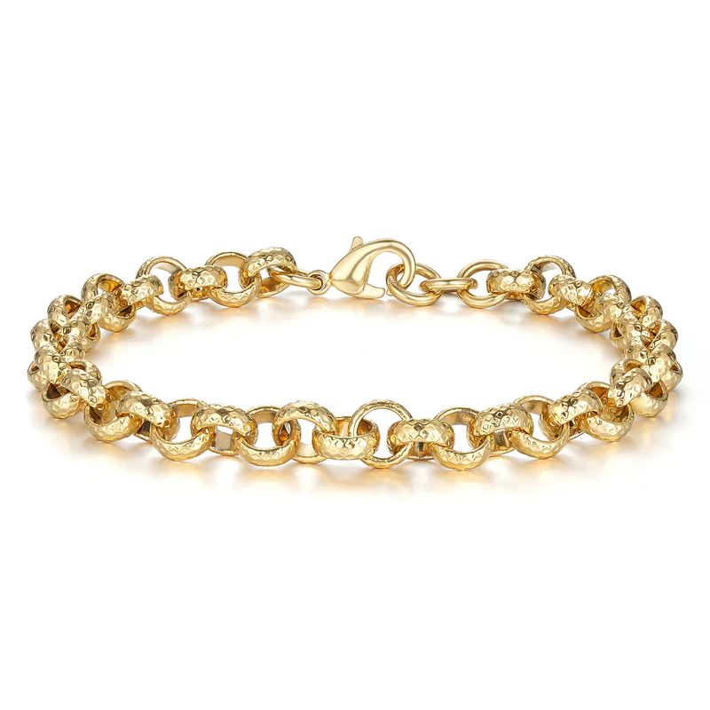 New Luxury 8mm Gold Filled & Bonded Diamond Cut Pattern Belcher Bracelet - Durable - Image 2