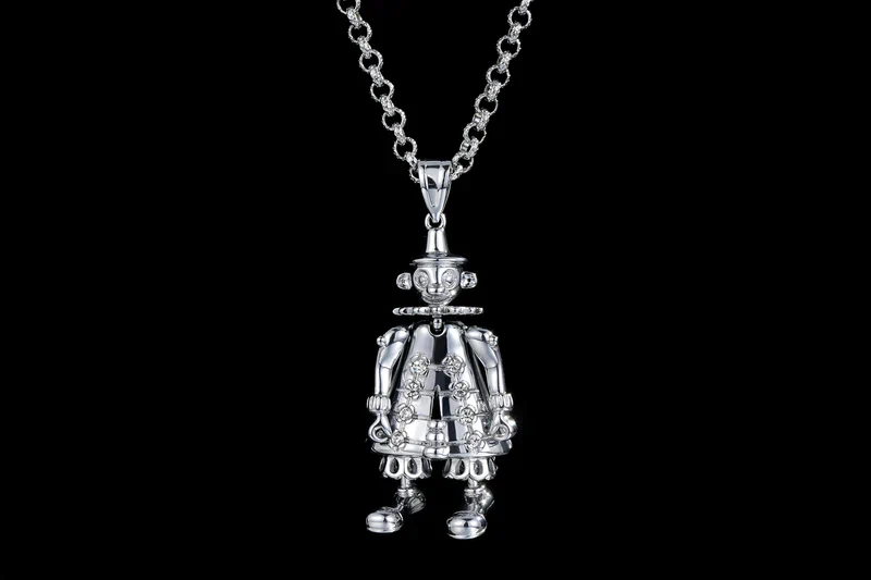 NEW SILVER LARGE CLOWN PENDANT – 24 INCH 4MM BELCHER CHAIN - Image 3