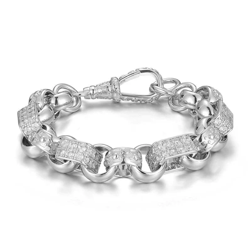 SILVER XXL GYPSY LINK BELCHER BRACELET WITH ALBERT CLASP