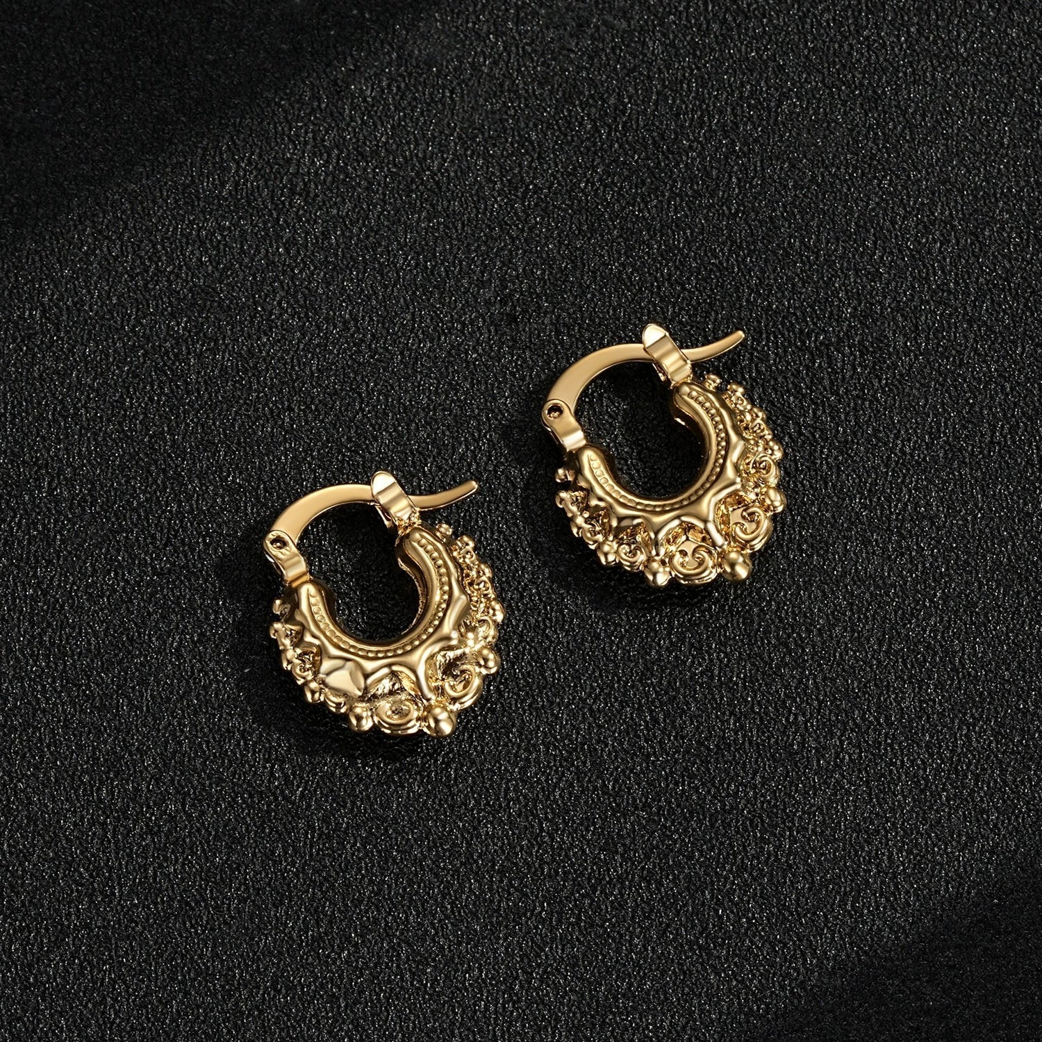 SMALL GOLD GYPSY CREOLE EARRINGS - Image 4