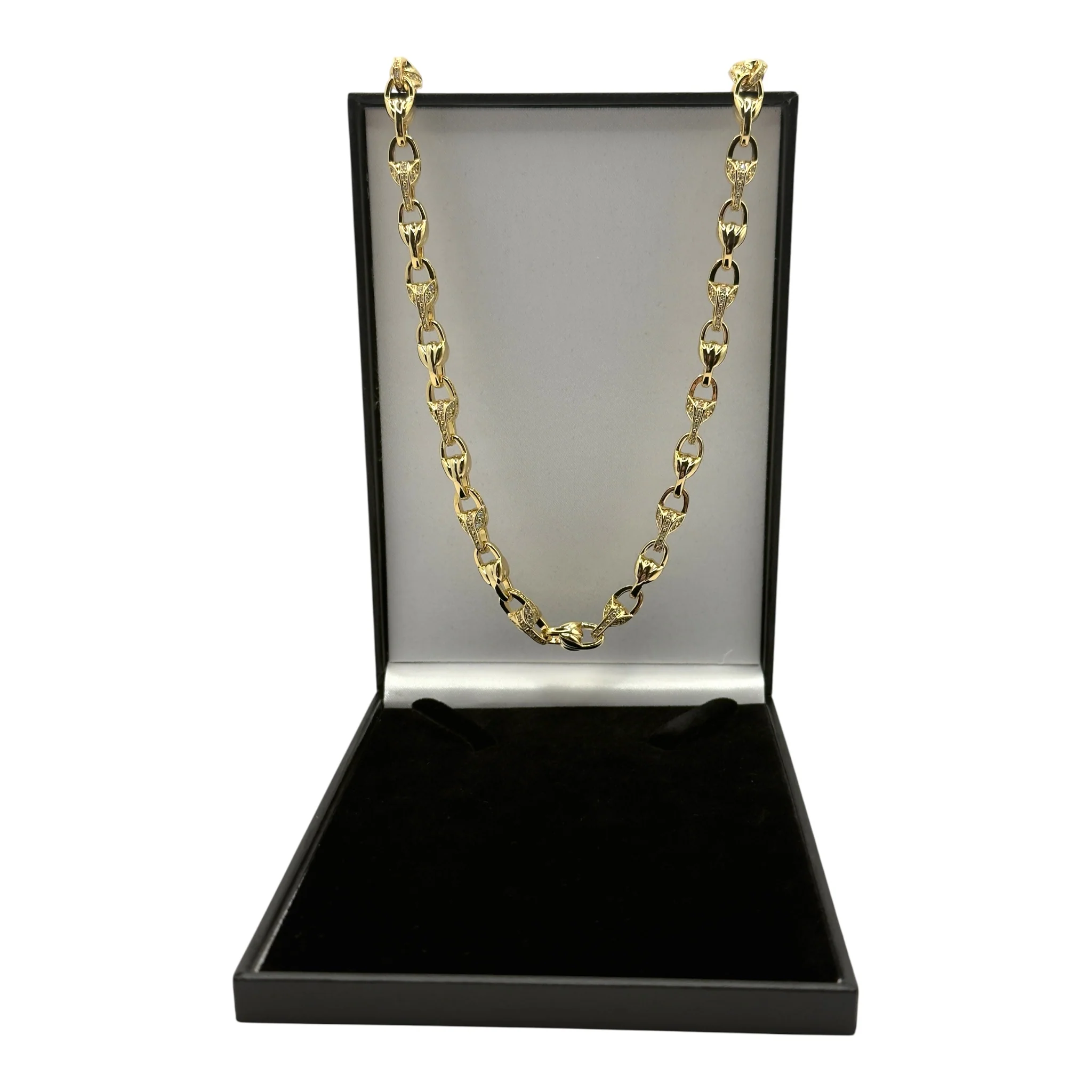 GOLD 3D TULIP NECKLACE WITH STONES